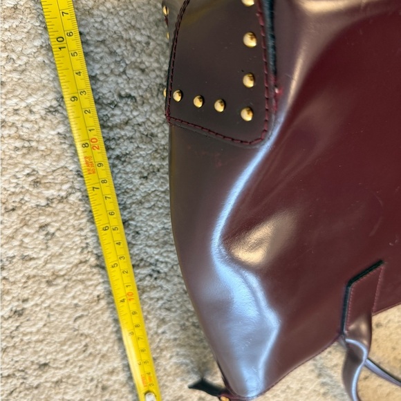 Arcadia Dark Burgundy Leather Shoulder Bag with Gold Accent GUC minor wear - Picture 9 of 13